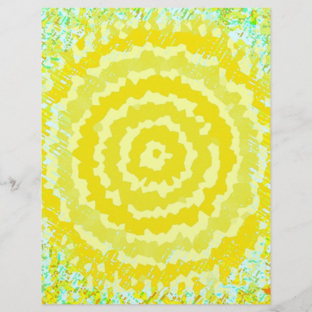 Gelbe abstrakte Blumen Bulk Scrapbook Papier Seite (Vorne)