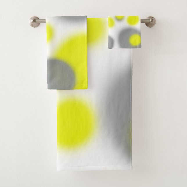 Gelbe Abstrakte Graukunst Badhandtuch Set (Insitu)