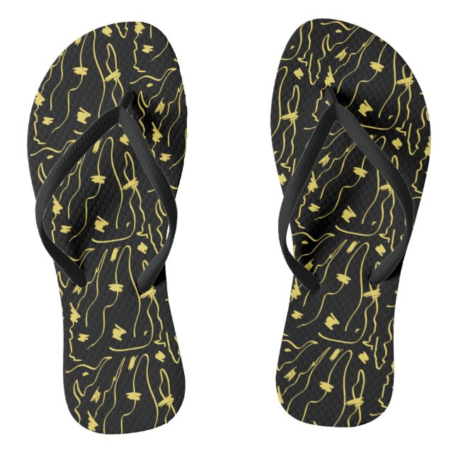 Gelbe Abstrakte Kunstmuster Flip Flops (Fußbett)