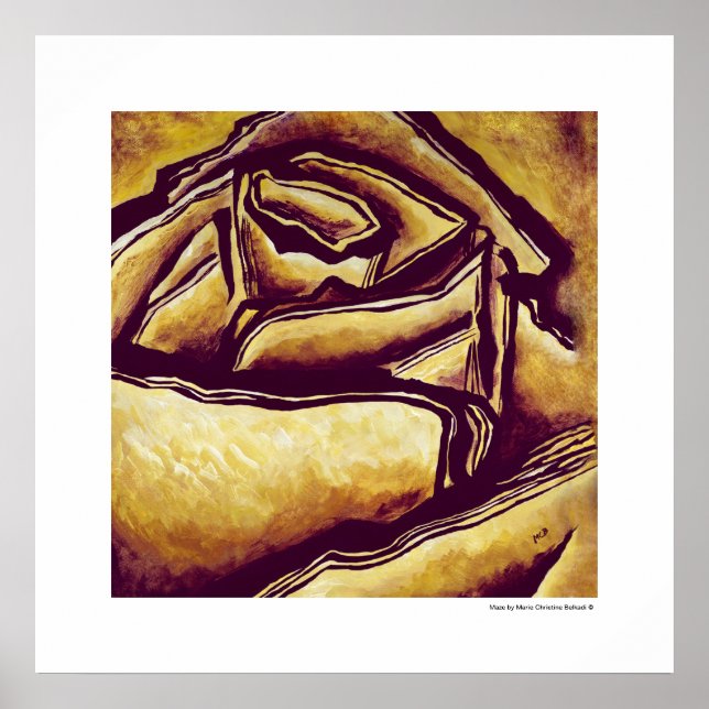 Gelbe Abstrakte Rose Blume Chic Decor Poster (Vorne)