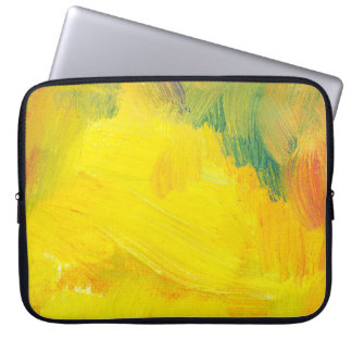 gelbe abstrakte Textur aol Anstrich. Handprobe Laptopschutzhülle