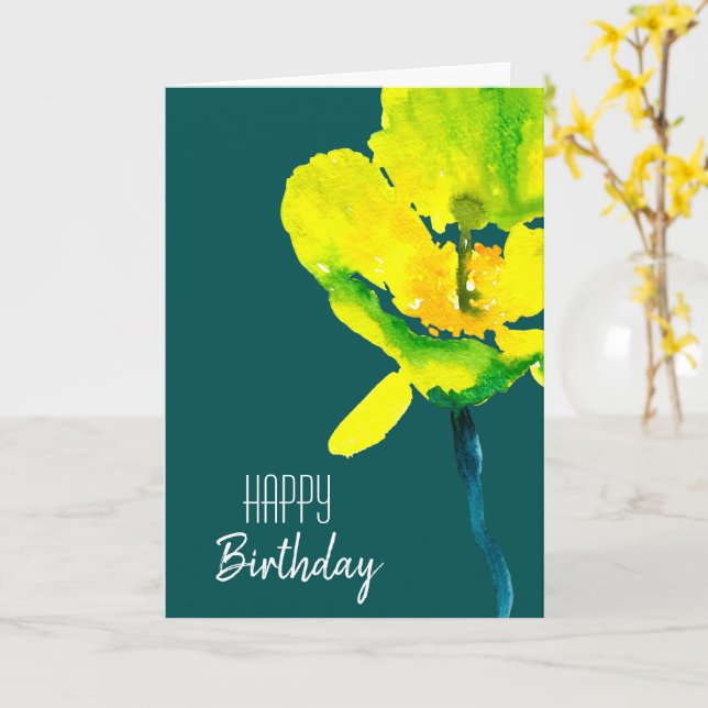 Gelbe abstrakte Wasserfarbe Karte (Gelbe Blume)
