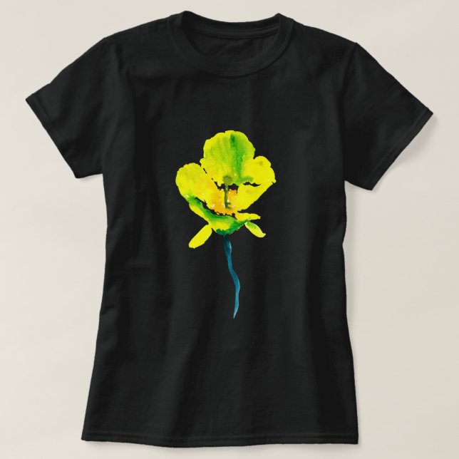 Gelbe abstrakte Wasserfarbe T-Shirt (Design vorne)