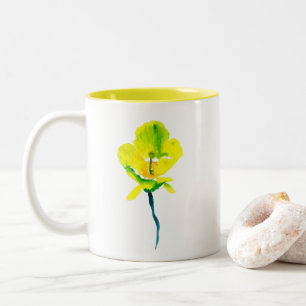 Gelbe abstrakte Wasserfarbe Zweifarbige Tasse