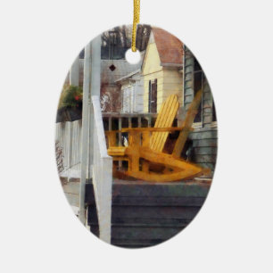 Gelbe Adirondack-Schaukelstühle Keramikornament