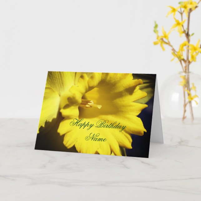 Gelbe affodische Blume Personalisiert Geburtstag Karte (Gelbe Blume)