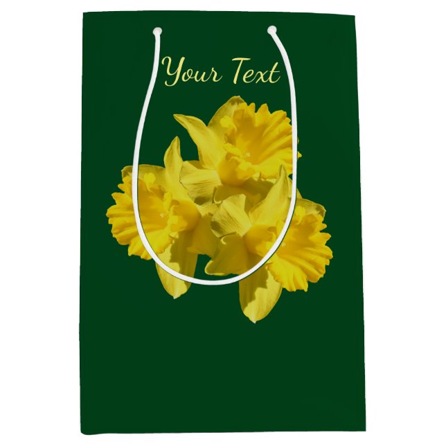 Gelbe affodische Blume Personalisiert Mittlere Geschenktüte (Vorderseite)