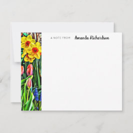 Gelbe affodische rosa Tulip flache Note Karte