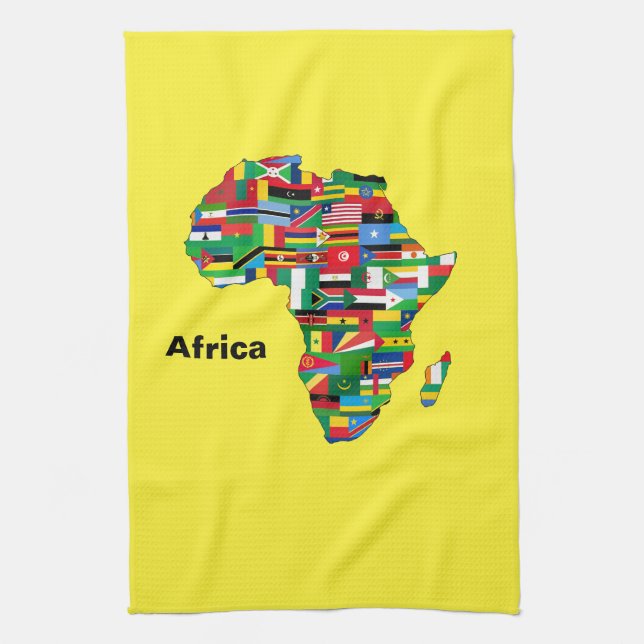 Gelbe Afrika-Karte Geschirrtuch (Vertikal)