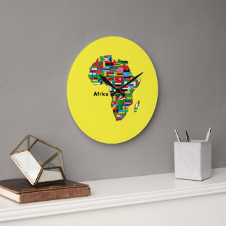 Gelbe Afrika-Karte Große Wanduhr