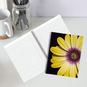 Gelbe Afrikanische Margerite auf schwarzem Blumenm Notizbuch