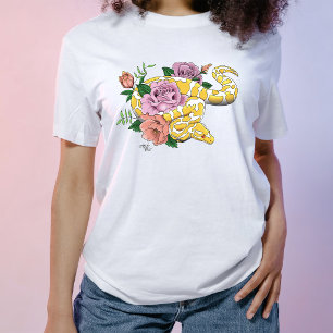 Gelbe Albino-Ballpython Teal-Rosen T-Shirt