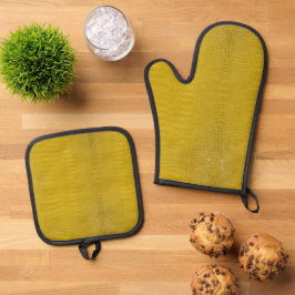 Gelbe Alligator Textur drucken Ofenhandschuh & Topflappen-Set