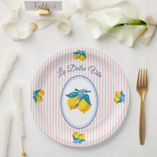 Gelbe Amalfi-Zitronen im mediterranen Stil Pappteller