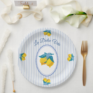 Gelbe Amalfi-Zitronen im mediterranen Stil Pappteller