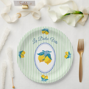 Gelbe Amalfi-Zitronen im mediterranen Stil Pappteller