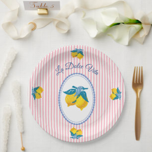 Gelbe Amalfi-Zitronen im mediterranen Stil Pappteller
