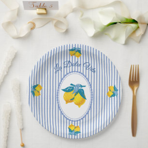 Gelbe Amalfi-Zitronen im mediterranen Stil Pappteller
