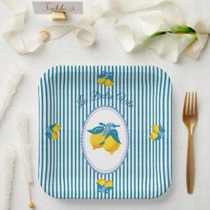 Gelbe Amalfi-Zitronen im mediterranen Stil Pappteller