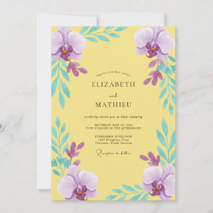 Gelbe Amethyst-Orchideen-Hochzeit Einladung