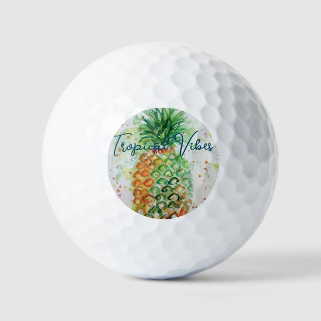 Gelbe Ananas Fruchtstrasse tropische Stäbe Golfball (Vorderseite)