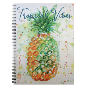 Gelbe Ananas Fruchtstrasse tropische Stäbe Notizblock