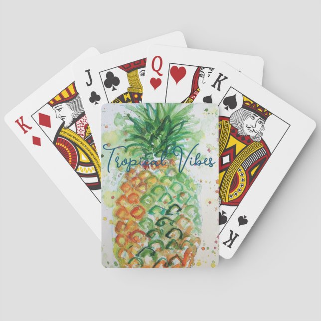 Gelbe Ananas Fruchtstrasse tropische Stäbe Spielkarten (Rückseite)