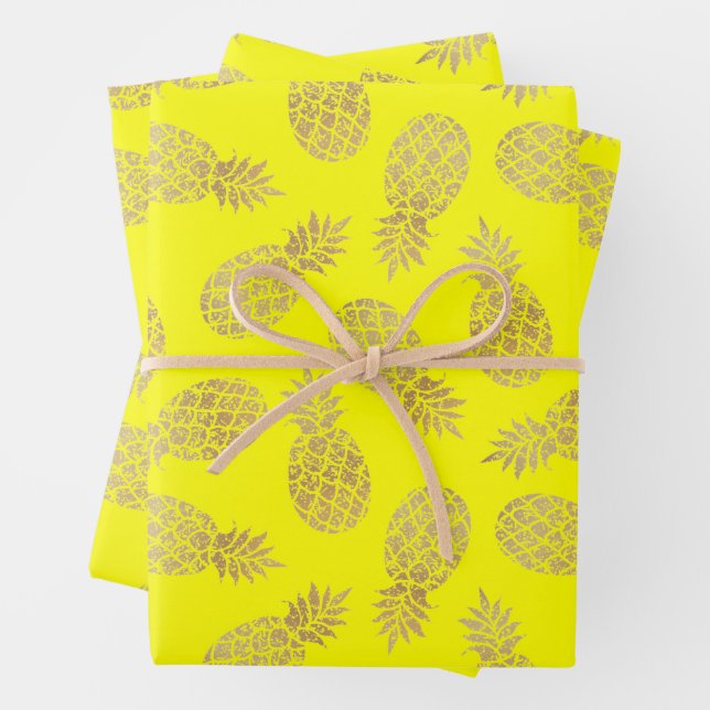 Gelbe Ananas Geschenkpapier Set (Beispiel)