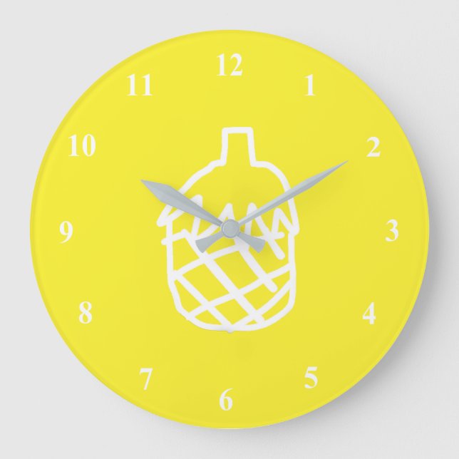 Gelbe Ananas, moderne, einfache Kontur Große Wanduhr (Vorderseite)