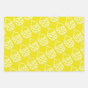 Gelbe Ananas niedliches Design Geschenkpapier Set