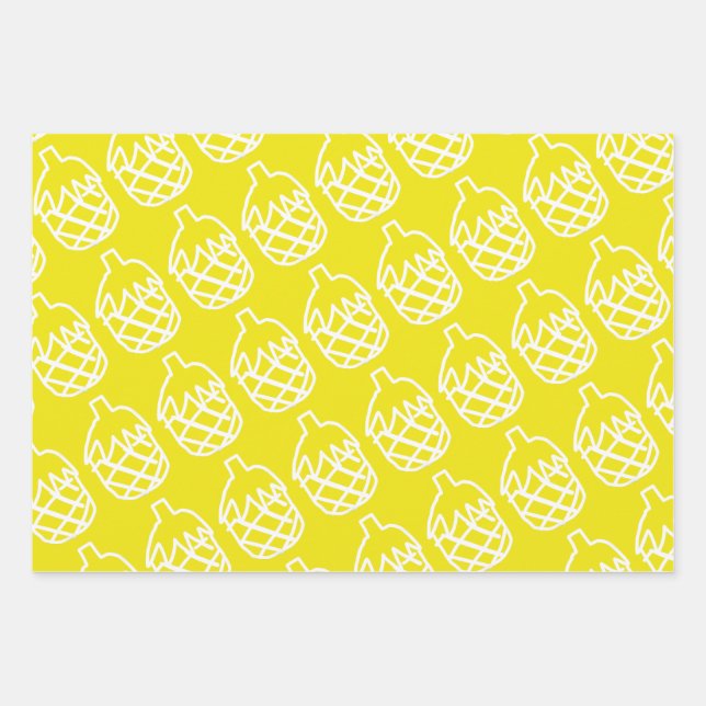 Gelbe Ananas niedliches Design Geschenkpapier Set (Vorderseite)