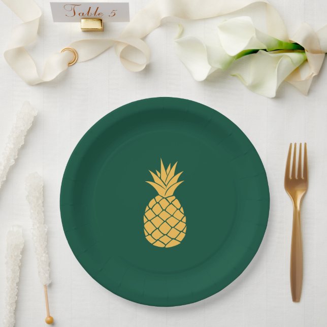 Gelbe Ananas Pappteller (Hochzeit)