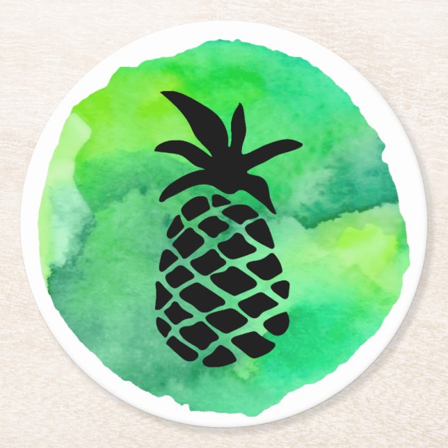 Gelbe Ananas Runder Pappuntersetzer (Vorderseite)