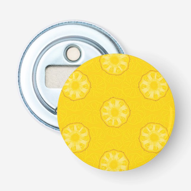 Gelbe Ananas schneidet Muster Flaschenöffner (Vorderseite)