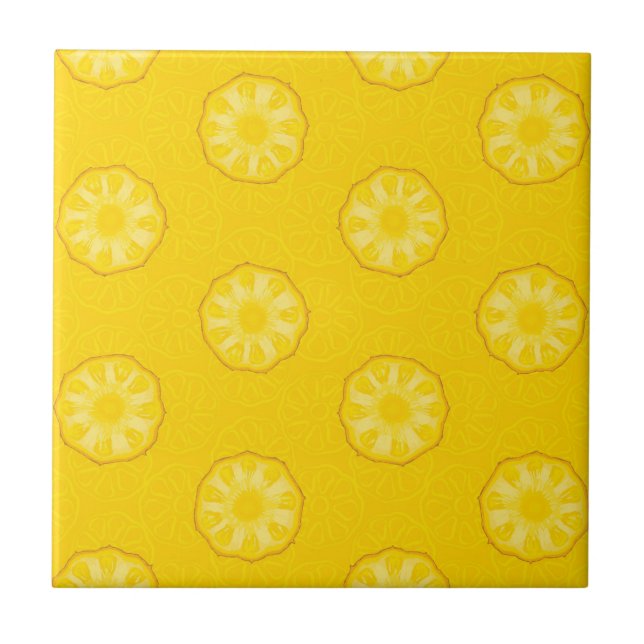 Gelbe Ananas schneidet Muster Fliese (Vorderseite)