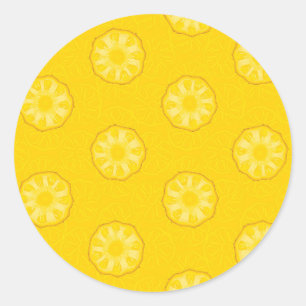 Gelbe Ananas schneidet Muster Runder Aufkleber