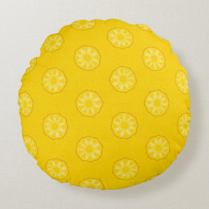 Gelbe Ananas schneidet Muster Rundes Kissen