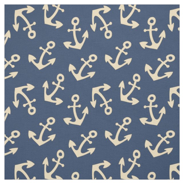 Gelbe Anker auf Marinegewebe von Yard Stoff (Muster)