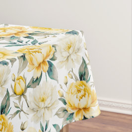 Gelbe Aquarell-Blumen Elegante Botanik Tischdecke