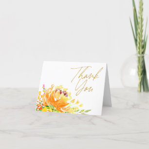 Gelbe Aquarell-Blumen-Hochzeitsdusche-Nachricht Dankeskarte