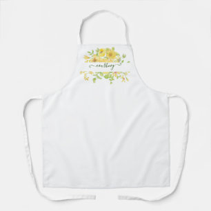 Gelbe Aquarell-Blumen personalisiert   Schürze