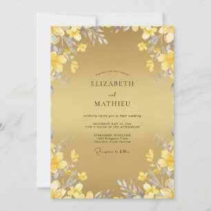 Gelbe Aquarell-Botanical-Hochzeit Einladung