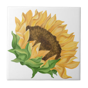 Gelbe Aquarell-Sonnenblume Fliese