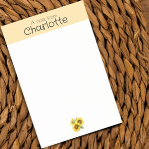 Gelbe Aquarellblume Name Nachhinweise Post-it Klebezettel