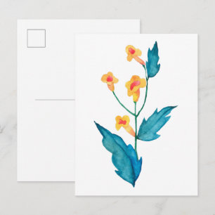 Gelbe Aquarellblume Postkarte