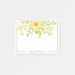 gelbe Aquarellblumen personalisiert Post-it Klebezettel