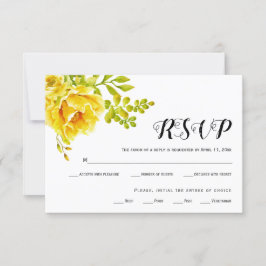 Gelbe Aquarellfarben-Blume Hochzeitskarte RSVP