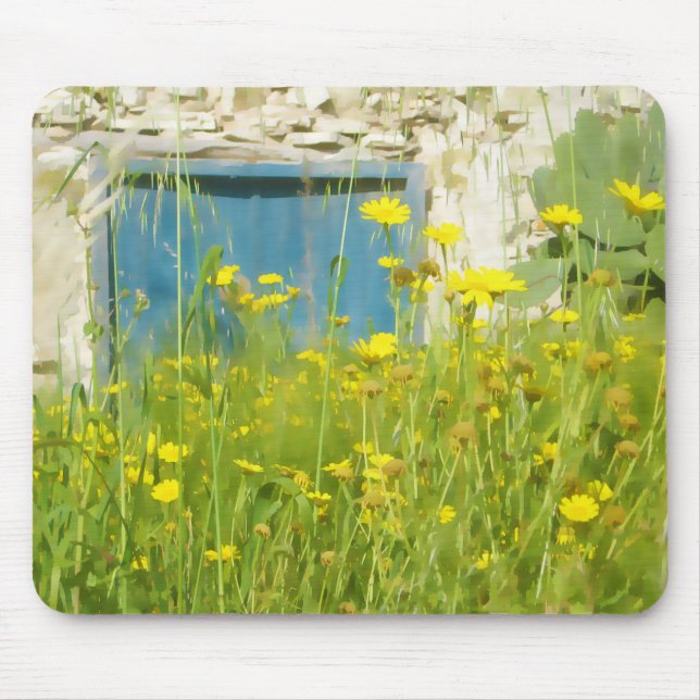 Gelbe Aquarellfarben-Blume Mousepad (Vorne)