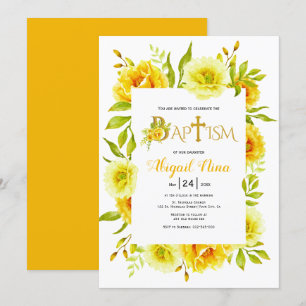 Gelbe Aquarelltaufe Blume Einladung