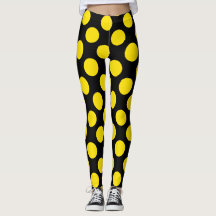 Gelbe auf schwarzen Punkten-Leggings